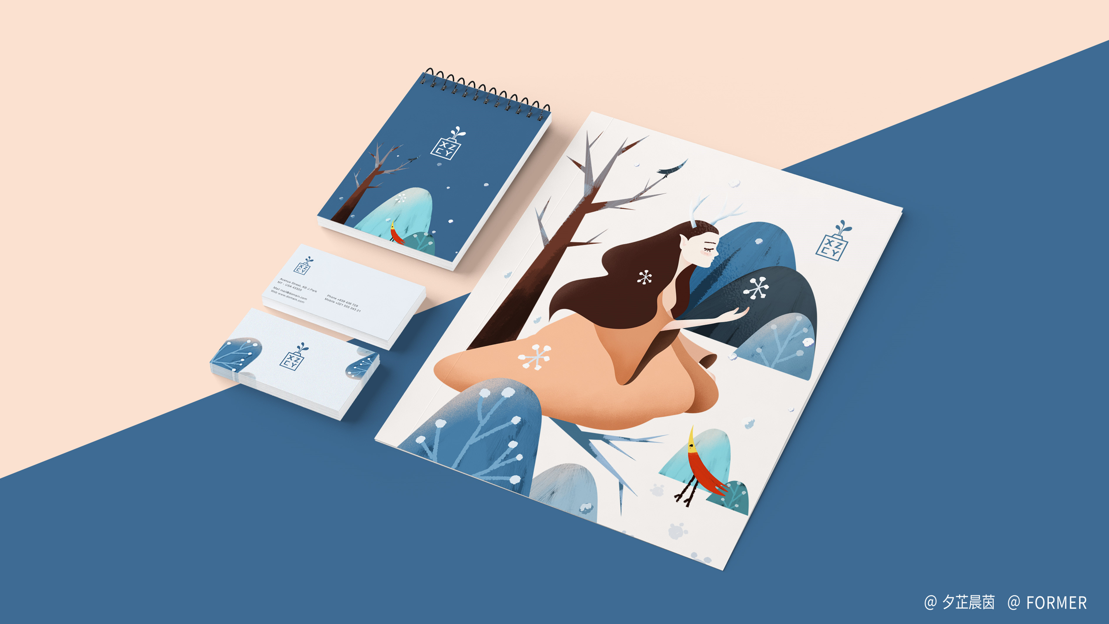 xzcy化妆品类标志插画包装设计